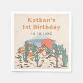 ウェスタンヴィンテージデザートロデオ1st誕生日 スタンダードカクテルナプキン (正面)