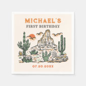 ウェスタンヴィンテージデザートロデオ1st誕生日 スタンダードカクテルナプキン (正面)