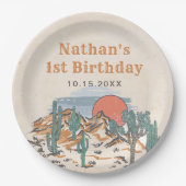 ウェスタンヴィンテージデザートロデオ1st誕生日 ペーパープレート (正面)