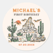 ウェスタンヴィンテージデザートロデオ1st誕生日 ラウンドシール (正面)