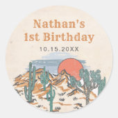 ウェスタンヴィンテージデザートロデオ1st誕生日 ラウンドシール (正面)