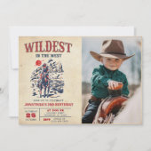 ウェスタンヴィンテージデザートロデオ3歳誕生日写真 招待状 (正面)