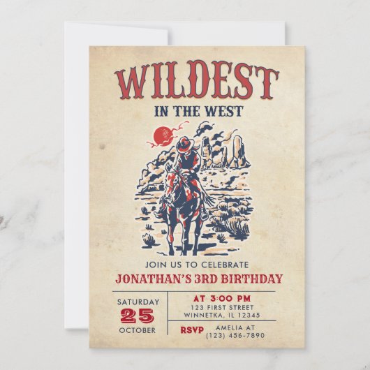 ウェスタンヴィンテージデザートロデオ3rd誕生日 招待状 (正面)
