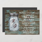 ウェスタンヴィンテージバルンウッドレースメイソンジャーウェディング 招待状 (正面/裏面)