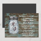 ウェスタンヴィンテージバーンウッドレースメイソンジャーウェディング 招待状 (正面/裏面)