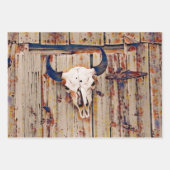 ウェスタンヴィンテージブルスカル素朴ブラウンバーン ラッピングペーパーシート (正面3)