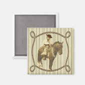 ウェスタンヴィンテージリトルカウボーイオンホース マグネット (正面/裏面)