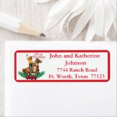 ウェスタンヴィンテージ女性のカーボーイオンホースメリークリスマス3 ラベル (インサイチュ)