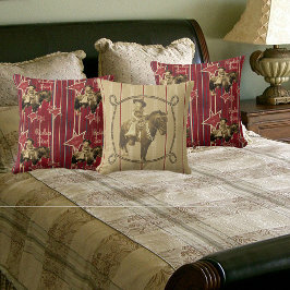 ウェスタンヴィンテージ女性のカーボーイオンホース クッション