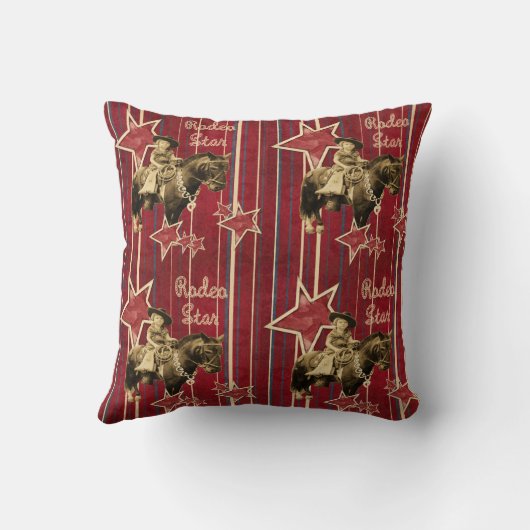 ウェスタンヴィンテージ女性のカーボーイオンホース クッション (裏面)