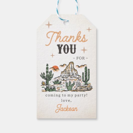 ウェスタンヴィンテージ砂漠ファースト・ロデオ1歳の誕生日 ギフトタグ (裏面)