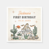 ウェスタンヴィンテージ砂漠ファースト・ロデオ1歳の誕生日 スタンダードカクテルナプキン (正面)