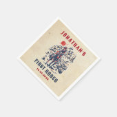 ウェスタンヴィンテージ砂漠ファースト・ロデオ1歳の誕生日 スタンダードカクテルナプキン (角)