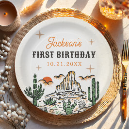 ウェスタンヴィンテージ砂漠ファースト・ロデオ1歳の誕生日 ペーパープレート