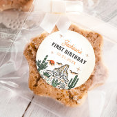 ウェスタンヴィンテージ砂漠ファースト・ロデオ1歳の誕生日 ラウンドシール