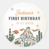 ウェスタンヴィンテージ砂漠ファースト・ロデオ1歳の誕生日 ラウンドシール (正面)