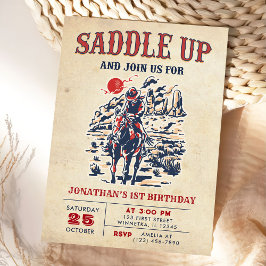 ウェスタンヴィンテージ砂漠ファースト・ロデオ1歳の誕生日 招待状