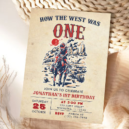 ウェスタンヴィンテージ砂漠ファースト・ロデオ1歳の誕生日 招待状