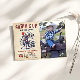 ウェスタンヴィンテージ砂漠ファースト・ロデオ1歳の誕生日 招待状