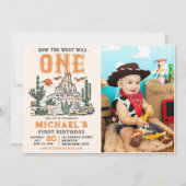 ウェスタンヴィンテージ砂漠ファースト・ロデオ1歳の誕生日 招待状 (正面)