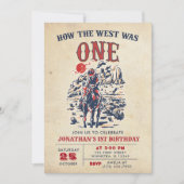 ウェスタンヴィンテージ砂漠ファースト・ロデオ1歳の誕生日 招待状 (正面)