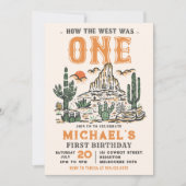 ウェスタンヴィンテージ砂漠ファースト・ロデオ1歳の誕生日 招待状 (正面)