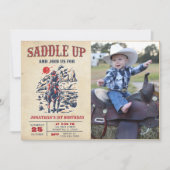 ウェスタンヴィンテージ砂漠ファースト・ロデオ1歳の誕生日 招待状 (正面)