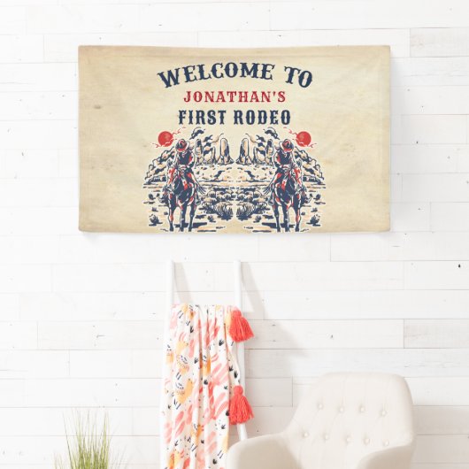 ウェスタンヴィンテージ砂漠ファースト・ロデオ1歳の誕生日 横断幕 (インサイチュ)