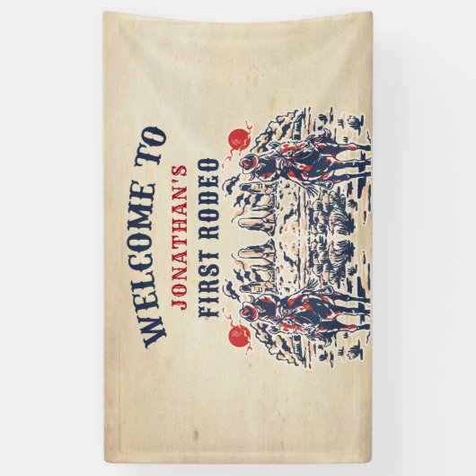 ウェスタンヴィンテージ砂漠ファースト・ロデオ1歳の誕生日 横断幕 (縦)