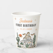ウェスタンヴィンテージ砂漠ファースト・ロデオ1歳の誕生日 紙コップ (正面)
