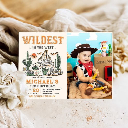 ウェスタンヴィンテージ砂漠ロデオの誕生日の写真 招待状