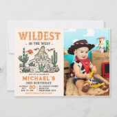 ウェスタンヴィンテージ砂漠ロデオの誕生日の写真 招待状 (正面)