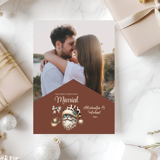 ウェスタン初めてのクリスマス結婚した写真 シーズンカード
