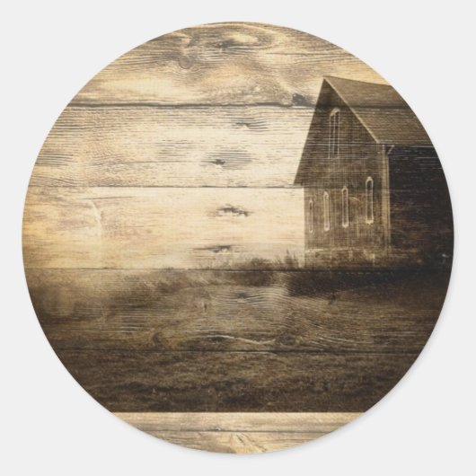 ウェスタン初期のカントリーの古い納屋の農家 ラウンドシール (正面)