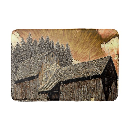 ウェスタン初期のカントリーの古い納屋 バスマット (正面)