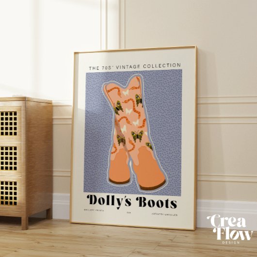 ウェスタン名門私立校風のブーツウォールアートデコール ポスター