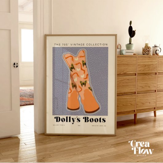 ウェスタン名門私立校風のブーツウォールアートデコール ポスター