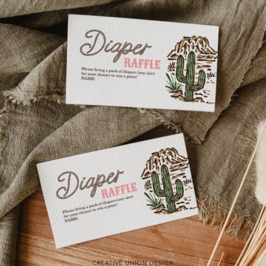 ウェスタン女性のカーボーイおむつラッフルベビーシャワーカード エンクロージャーカード