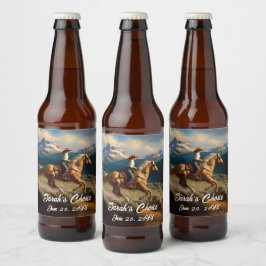 ウェスタン女性のカーボーイとパロミノホース結婚ズ ビールラベル