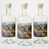 ウェスタン女性のカーボーイとパロミノホース結婚ズ リキュールボトルラベル (ボトル)