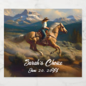 ウェスタン女性のカーボーイとパロミノホース結婚ズ リキュールボトルラベル (シングルラベル)