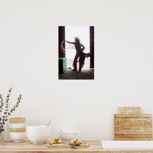 ウェスタン女性のカーボーイとChaps and Rope Artポスター ポスター (キッチン)