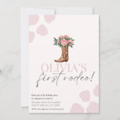 ウェスタン女性のカーボーイの最初の誕生日ロデオ赤ちゃん女の子 招待状 (正面)