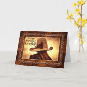 ウェスタン女性のカーボーイをテーマにした誕生日 カード (黄色い花)