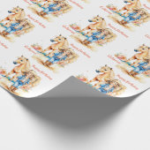 ウェスタン女性のカーボーイアンドホースパーソナライズされた誕生日 ラッピングペーパー (角)