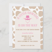 ウェスタン女性のカーボーイカウビーガールプリントベビーシャワー 招待状 (正面)