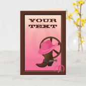 ウェスタン女性のカーボーイカスタムグリーティングカード カード (黄色い花)