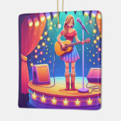 ウェスタン女性のカーボーイカントリーシンガークリスマス セラミックオーナメント (左)