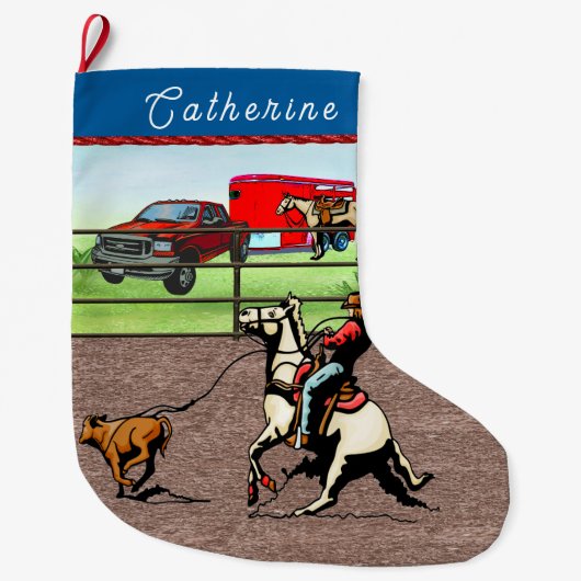 ウェスタン女性のカーボーイカーフレン ラージクリスマスストッキング (正面)
