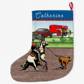 ウェスタン女性のカーボーイカーフレン ラージクリスマスストッキング (裏面)